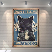 可定制美式 复古怀旧黑猫挂布背景布酒吧餐厅墙挂画厕所卫生间挂帘