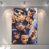 嘻哈大佬人物饶舌说唱rap挂布背景布livehouse音乐节街舞墙饰挂旗