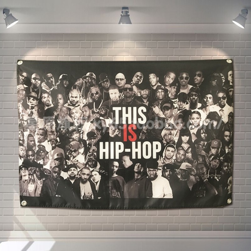 欧美街头嘻哈rap大佬集合hip hop挂旗挂布街舞酒吧自拍背景墙装饰