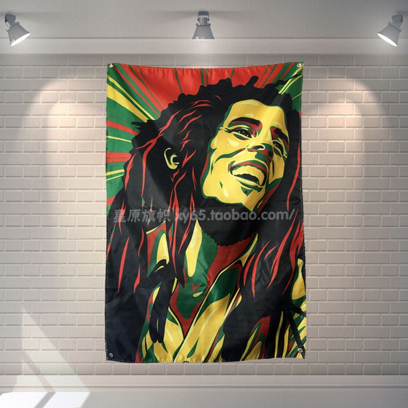 雷鬼bob marley牙买加挂布挂旗 酒吧装饰壁挂 窗帘工作室主题酒店