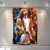 Kurt Cobain挂布挂旗 酒吧装 NIRVANA涅槃乐队 饰壁挂 窗帘工作室