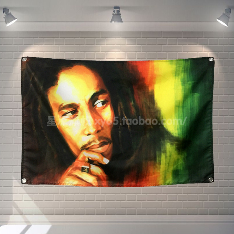 来图定制 雷鬼raggae 鲍勃玛丽bob marley摇滚挂布挂旗酒吧纹身