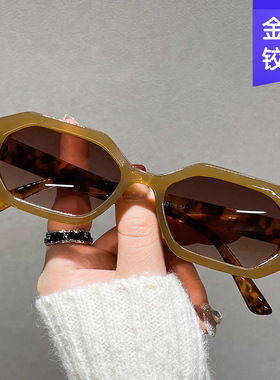 英国CoopKoop时尚轻巧小框太阳镜跨境网红款多边沙滩眼镜经典豹纹