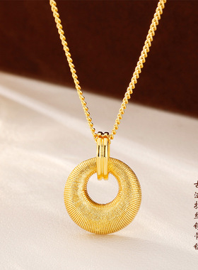 法国Chrry Koop中古拉丝金坨坨吊坠项链女新款轻奢高级感精致