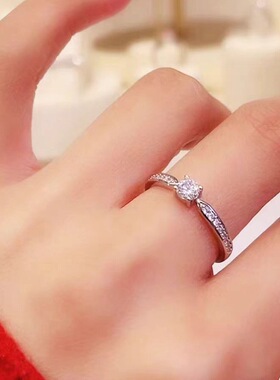 法国chrry koop款 经典四爪30分莫桑石戒指女s925银满天星婚戒