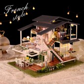 莫奈花园新款 法国别墅建筑模型生日礼物女立体小房子 DIY小屋拼装