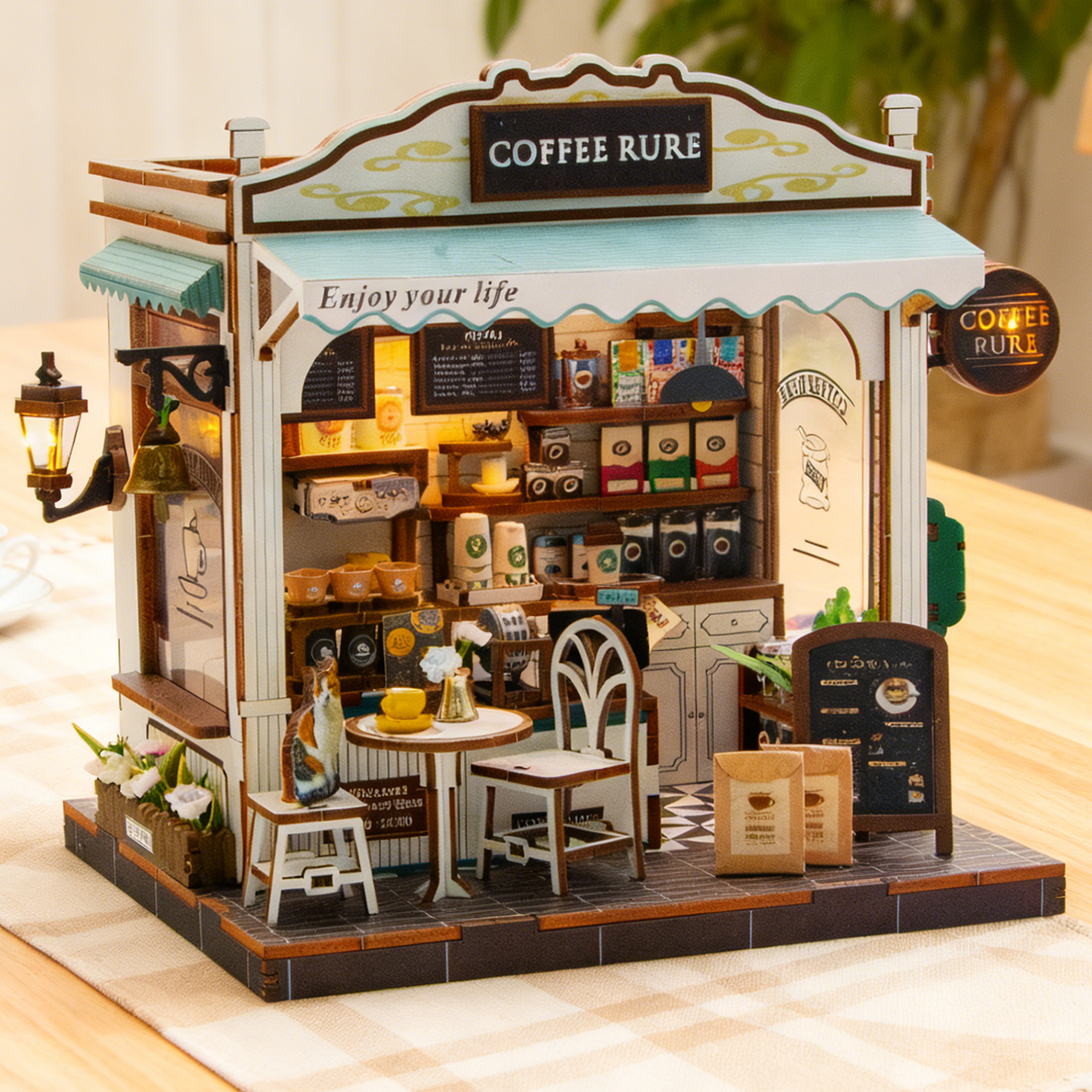 diy小屋青萃咖啡奶茶店铺花园手工房子制作拼装玩具模型生日礼物