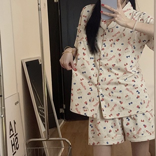 702 纯棉双短卡通KT猫可爱宽松舒适休闲家居服套装