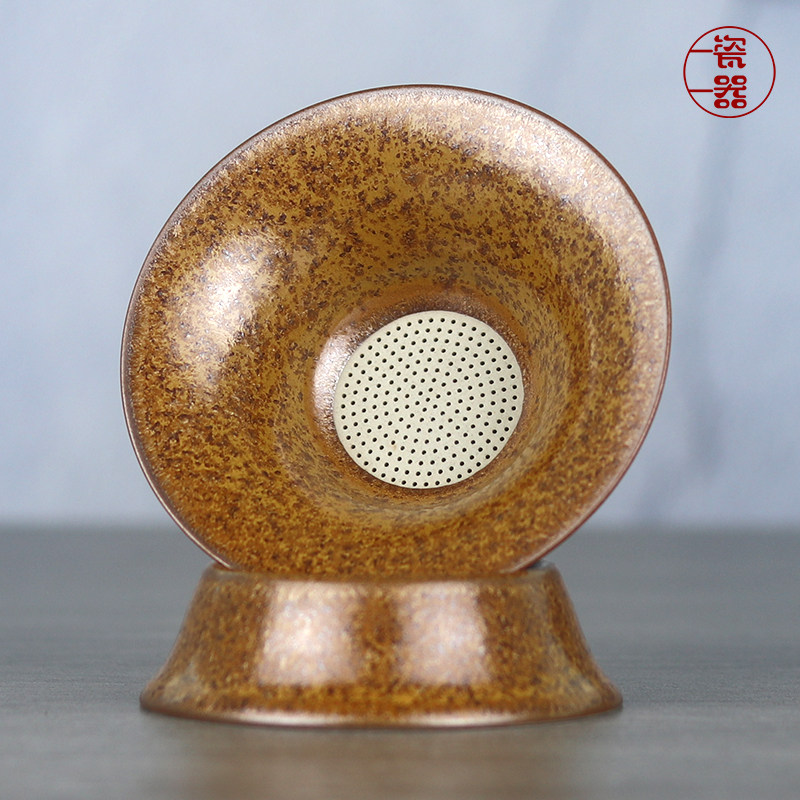 陶瓷茶漏陶瓷一体茶叶茶渣过滤器图片