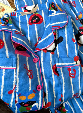 侘町2025新款音乐pingu纯棉长袖睡衣女卡通少女款卡通家居服秋款