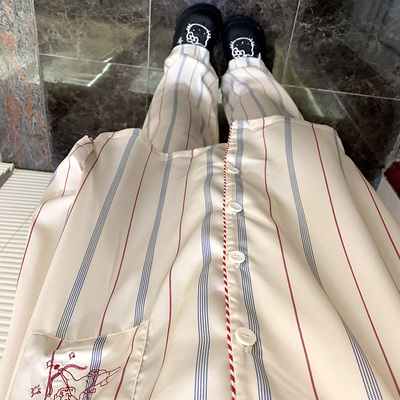 侘町2025年新款丘比特之箭长袖冰丝春夏季睡衣女可外穿家居服套装