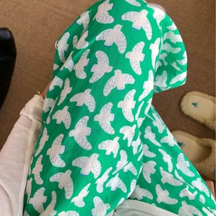 有口袋可爱宽松舒适长裤 侘町2025新款 绿色飞鸟全棉a类双层纱睡裤