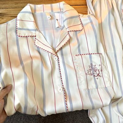 侘町2025年新款丘比特之箭冰丝短袖睡衣三件套女夏卡通家居服套装