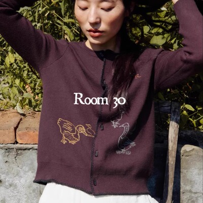 复古度假羊毛刺绣开衫