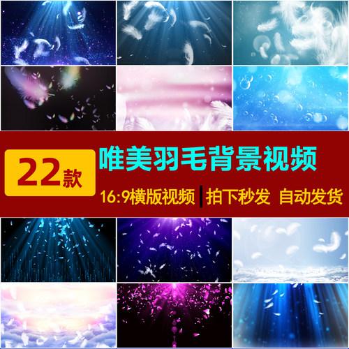S0293唯美粒子羽毛翅膀光线梦幻飘落LED大屏幕舞台背景视频素材-