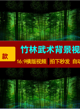 S0164意境竹林绿色竹子武术光效晚会舞台LED大屏幕背景视频素材