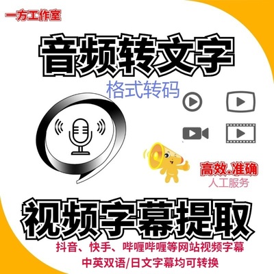 视频字幕提取人工代打录音整理语音识别转文字音频转写格式转换