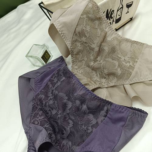 基础高端大牌拼蕾丝舒适中腰包臀无痕女三角内裤韩国原单出口订单