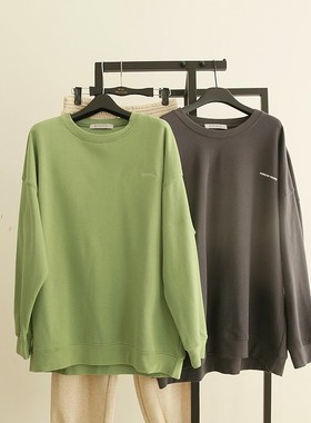 【清仓处理】秋冬欧美单复古BASEMENT薄绒衫男女简约长袖卫衣宽松