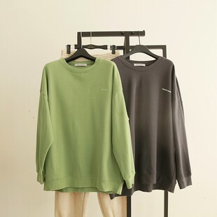 【清仓处理】秋冬欧美单复古BASEMENT薄绒衫男女简约长袖卫衣宽松