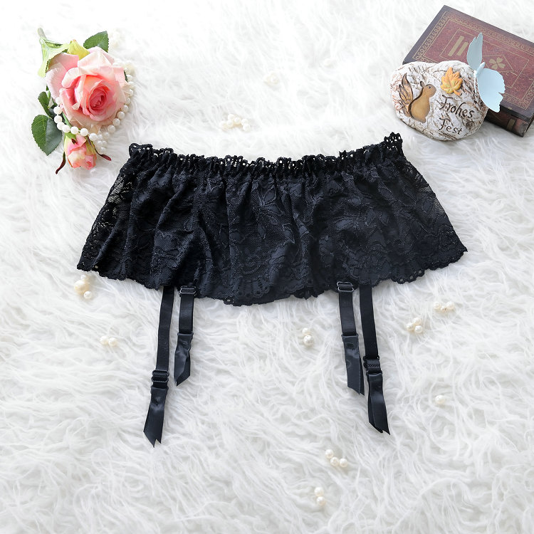 蕾丝长筒丝袜网袜防滑吊袜带搭扣大码吊带袜过膝袜夹挂钩内衣黑色