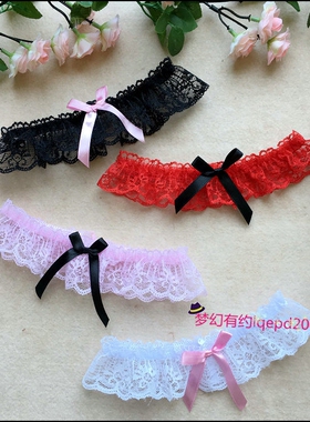 粉色蕾丝大蝴蝶结大腿圈原宿腿环带腿链腿带日系cos吊袜带jk饰品