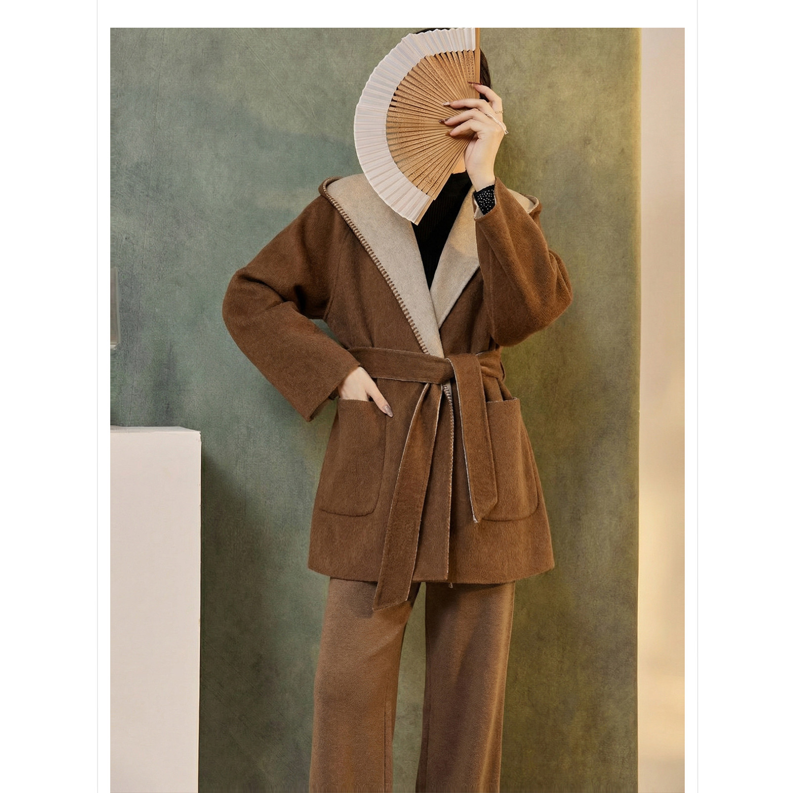2025冬装新款 轻奢洋气双面穿撞色连帽系带羊毛呢大衣轻熟风外套,女装/女士精品,上衣,淘宝优惠券,粉丝福利购,淘宝优惠卷