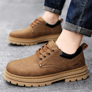真皮休闲皮鞋 男鞋 潮流时尚 英伦大头鞋 百搭户外 工装 低帮厚底经典 鞋