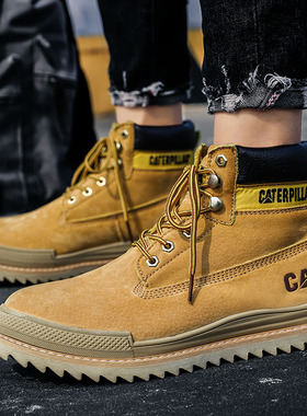 户外马丁靴男真皮休闲高帮鞋潮流英伦工装鞋男士大头鞋反绒皮厚底