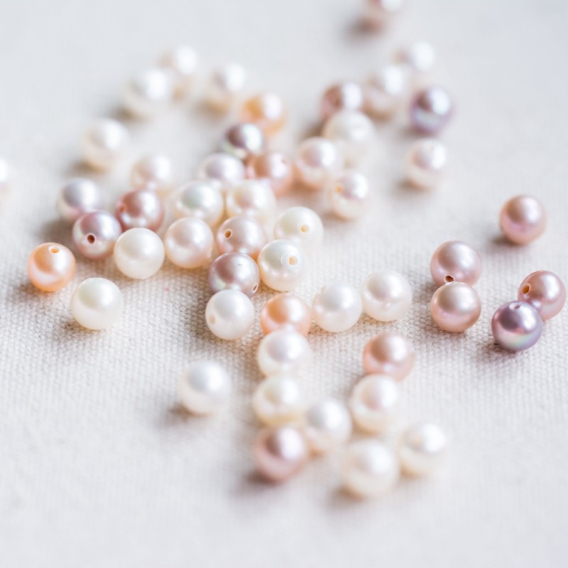 diy饰品配件材料 天然近圆微瑕淡水珍珠散圆珠 耳饰 项链吊坠串珠