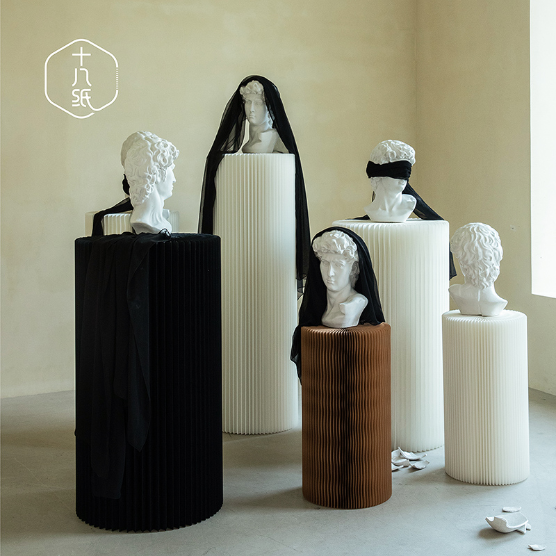 十八纸圆柱置物架产品展示台定制高低创意装饰陈列橱窗艺术展示架