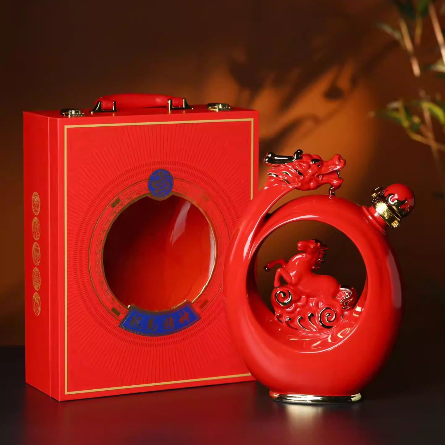 景德镇陶瓷 酒瓶3斤装 生肖龙马精神摆件密封酒坛子家用酒壶收藏