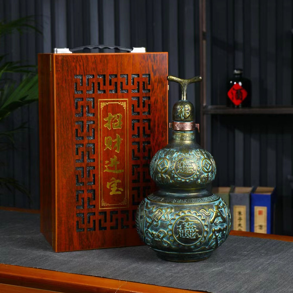 空酒瓶  5斤礼盒装仿青铜招财进宝葫芦陶瓷酒具酒坛复古装饰摆件