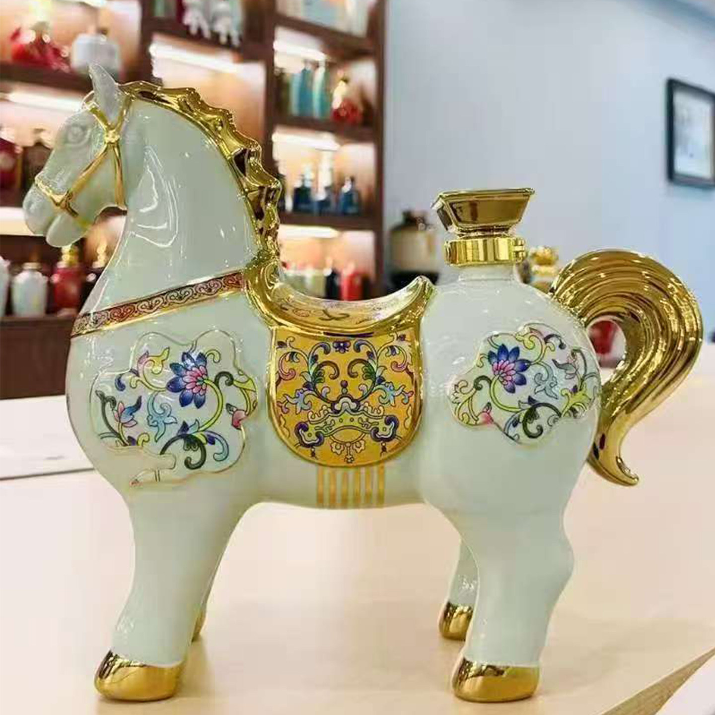 景德镇 陶瓷酒瓶 3斤装一马当先马年生肖摆件密封酒坛子家用酒壶