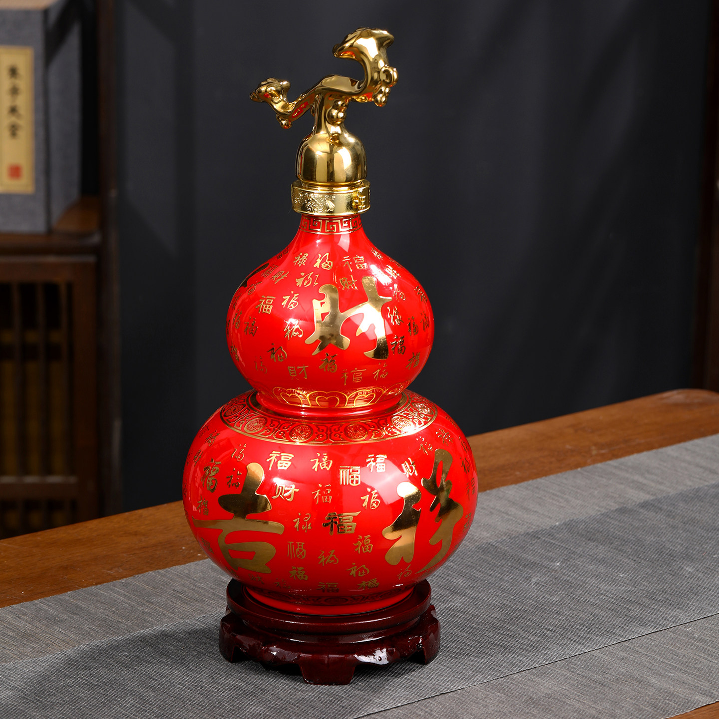 景德镇高端陶瓷红葫芦空酒瓶泡酒坛5斤装散装密封酒壶白酒瓶摆件