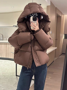 羽绒服女短款 90白鹅绒美拉德超轻加厚小个子泡芙冬外套 2023年新款