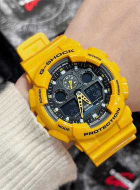 Casio卡西欧G-SHOCK大黄蜂手表男防水防震大表盘双显表GA-100A-9A