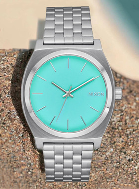 代购Nixon尼克松复古方形湖蓝色小清新情侣男女石英表 A0452084