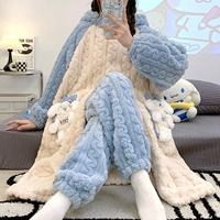 Sanrio, демисезонная флисовая коралловая бархатная пижама, милый бархатный длинный банный халат, комплект