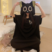 200斤宽松长款 纯棉动物大码 睡裙家居服女 短袖 搞怪连体睡衣女夏季