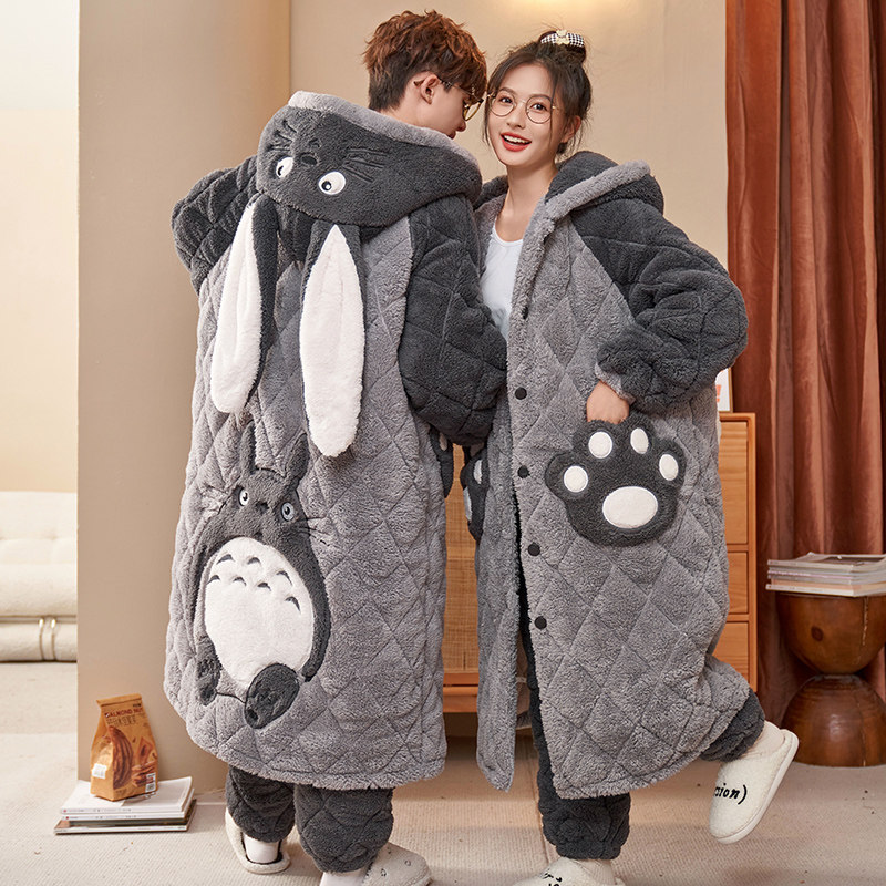 情侣睡衣女秋冬季珊瑚绒超厚加绒三层夹棉大码男士睡袍家居服套装,女士内衣/男士内衣/家居服,睡衣/家居服套装,淘宝优惠券,粉丝福利购,淘宝优惠卷