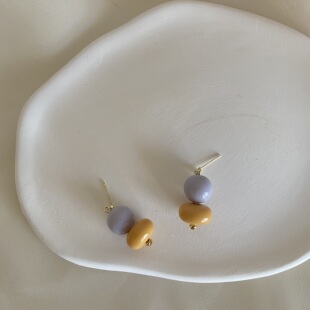 枝头爆米花 少见超美配色小众ins风简约双珠耳环耳钉