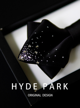 海德公园《璀银》黑色领结结婚新郎高级感婚礼男士西装蝴蝶结领花