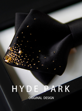 海德公园《璀金》新郎结婚黑色领结高级感婚礼男士西装蝴蝶结领花