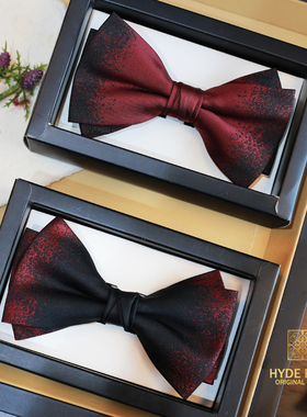 海德公园《骑士玫瑰》原创黑色红色提花新郎伴郎结婚男士婚礼领结