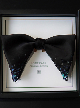 海德公园《大海星辰》重工黑色钉珠蝴蝶结西装男士领结高级感领花