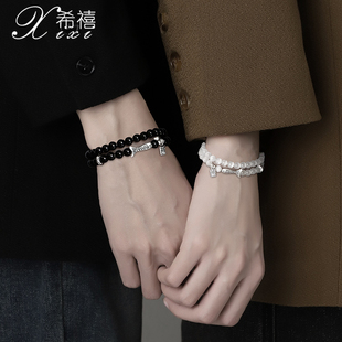 999足银情侣手链一对高级感锦鲤手串福牌手镯新款定情信礼送女友