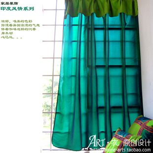 泰式飘窗东南亚田园风格布艺窗帘成品客厅卧室落地窗飘窗阳台定制