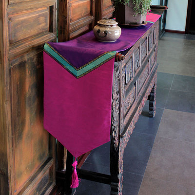 简约现代东南亚风情旗紫色桌布