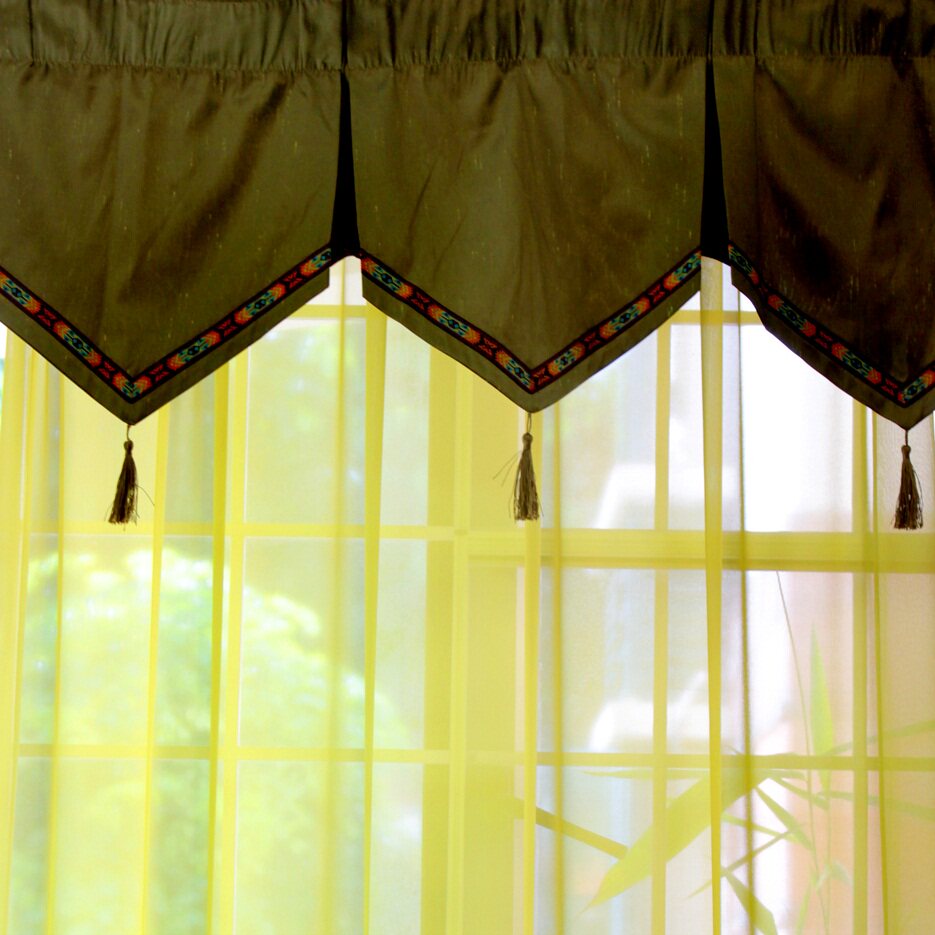 定做透光几何图案简约帘头飘窗落地窗纯色透光窗幔现代加工窗幔